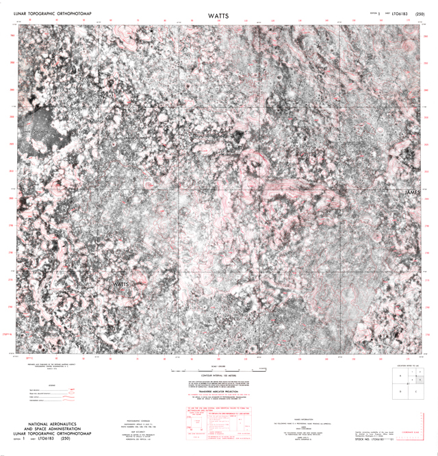 Lunar Topographic Orthophotomap - Watts