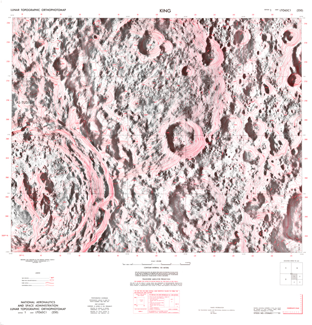 Lunar Topographic Orthophotomap - King