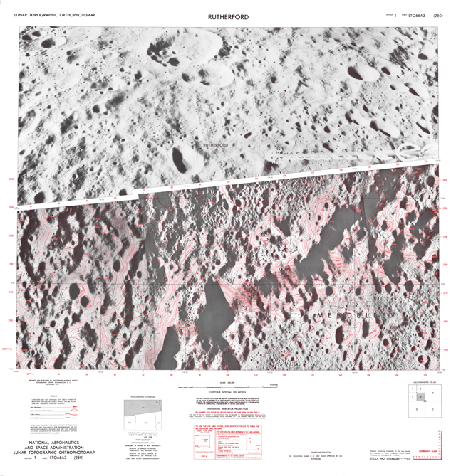 Lunar Topographic Orthophotomap - Rutherford