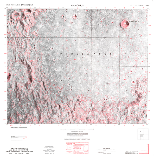 Lunar Topographic Orthophotomap - Ammonius