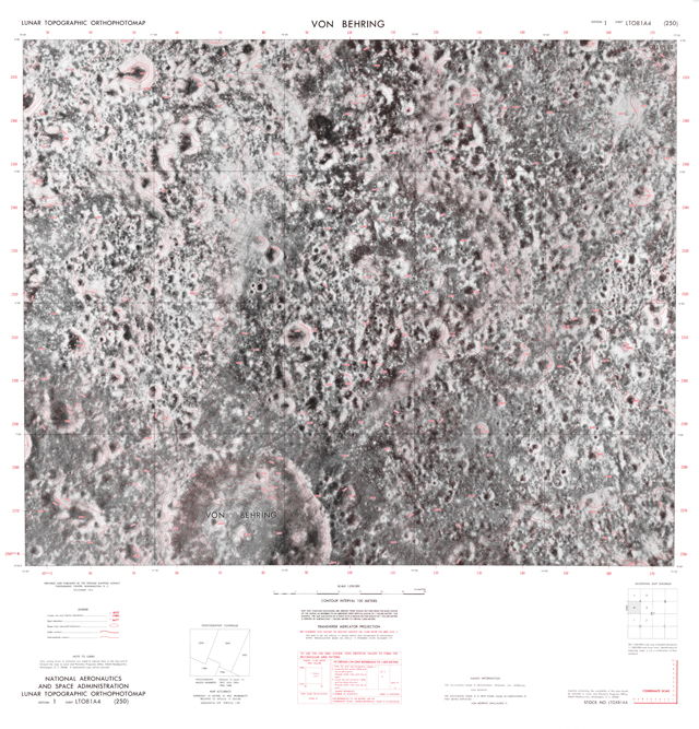Lunar Topographic Orthophotomap - Von Behring