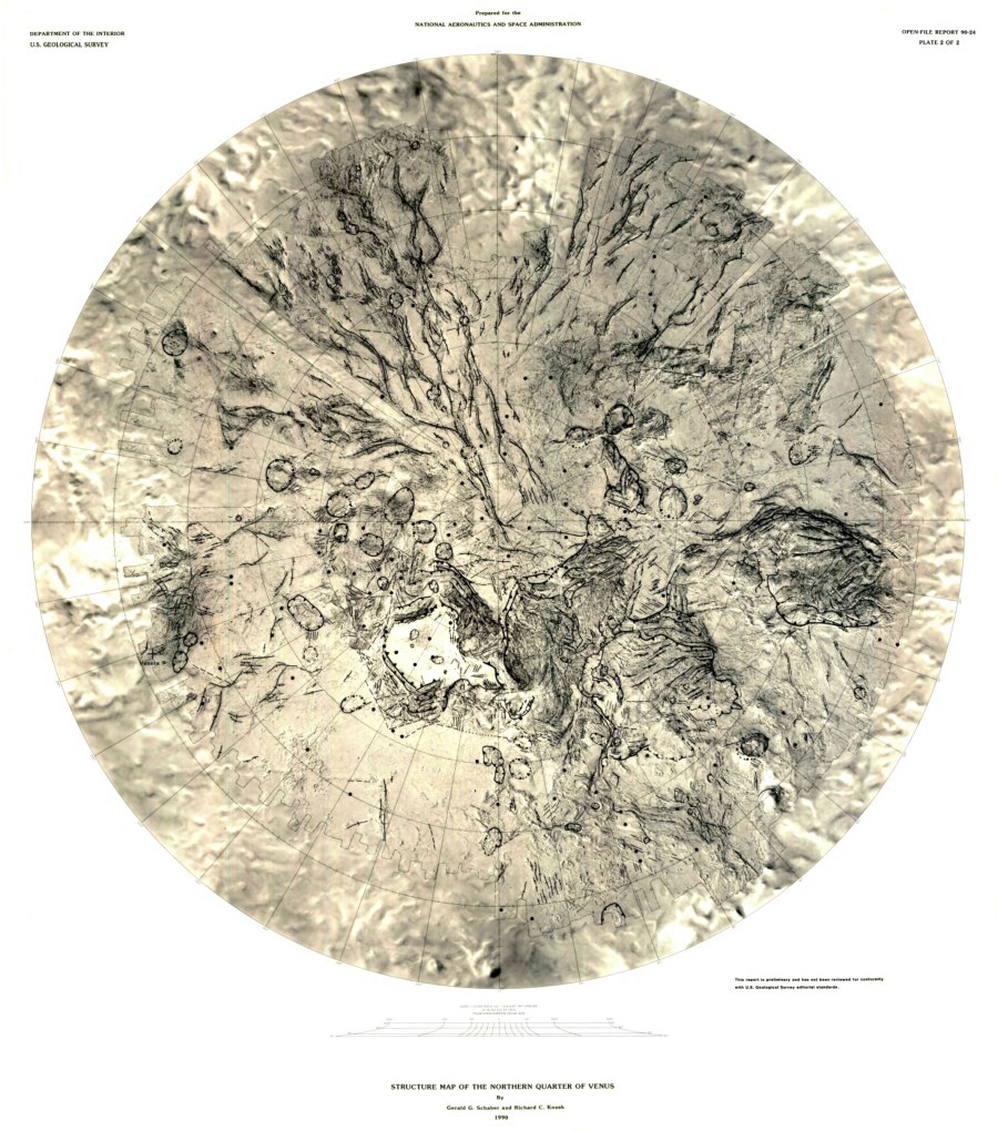 Structure map of the northern quarter of Venus (preliminary)