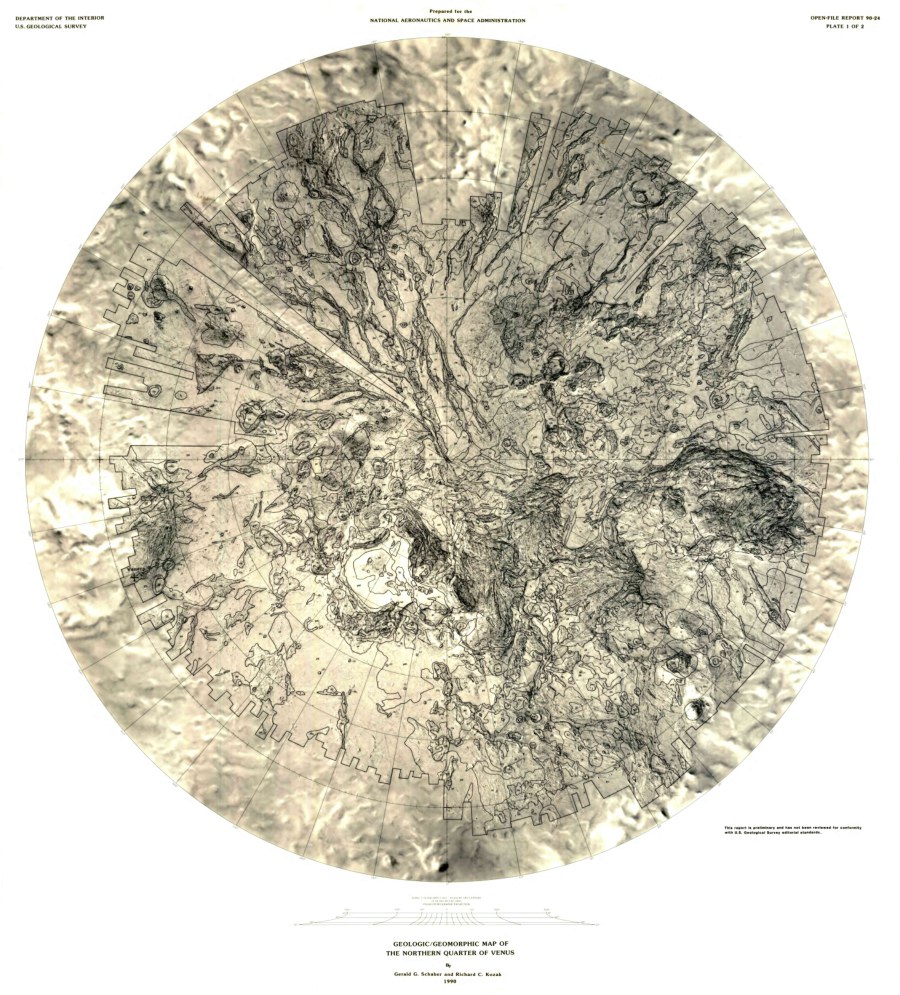 Structure map of the northern quarter of Venus (preliminary)