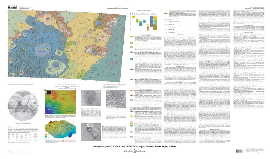 Geologic Map of MTM -30262 and -30267 Quadrangles, Hadriaca Patera Region of Mars
