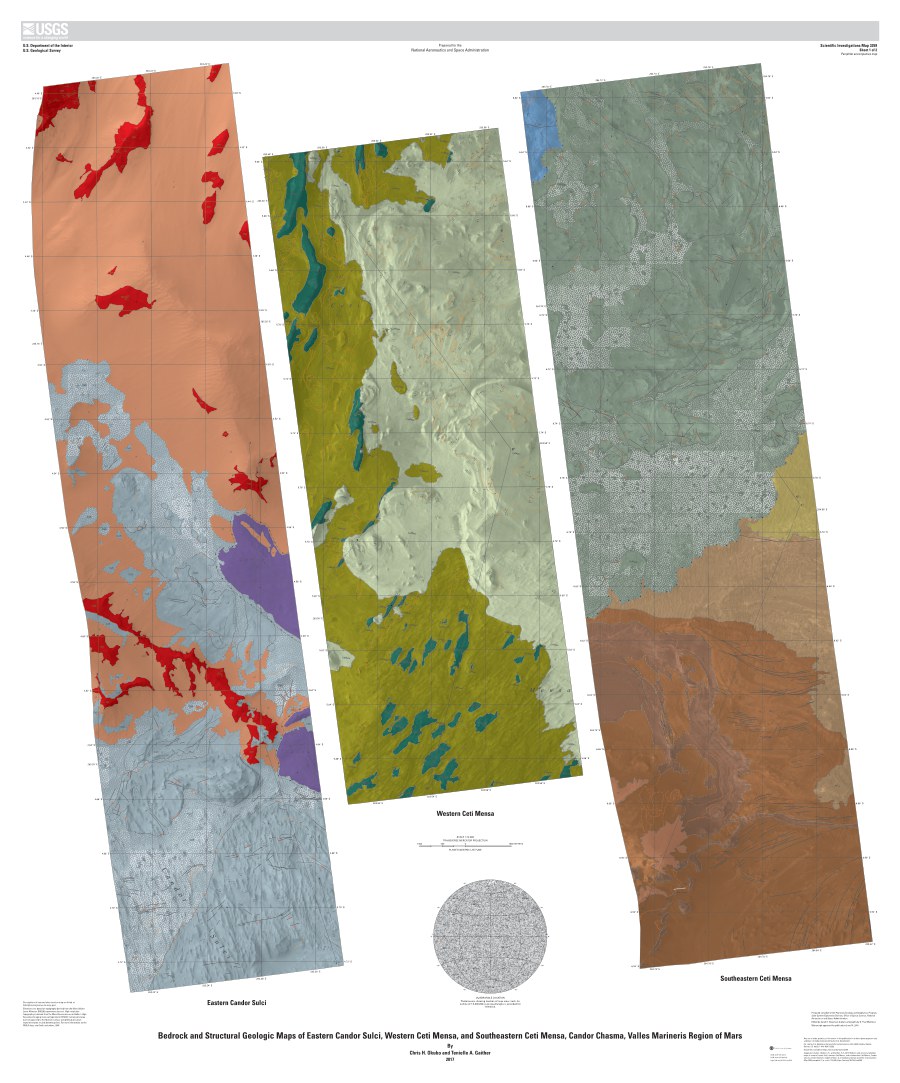 Bedrock and Structural Geologic Maps of Eastern Candor Sulci, Western Ceti Mensa, and Southeastern Ceti Mensa, Candor Chasma, Valles Marineris Region of Mars